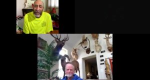 Dr. Glenn (bottom center) and George Franklin (top left) in conversation.