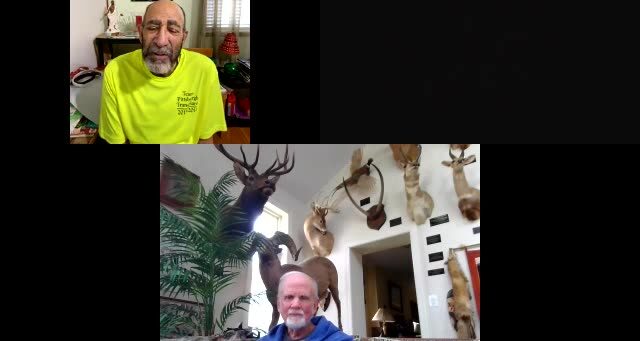Dr. Glenn (bottom center) and George Franklin (top left) in conversation.